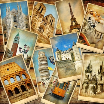 vintage travel collage background